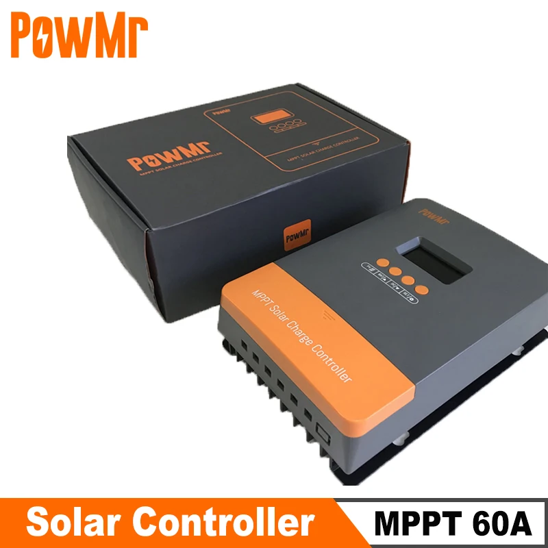 PowMr MPPT 60A Solar Charger Controller 12V 24V 36V 48V Blacklight Regulator Max PV Input 160VDC Support 0 Layer Screen M60-PRO