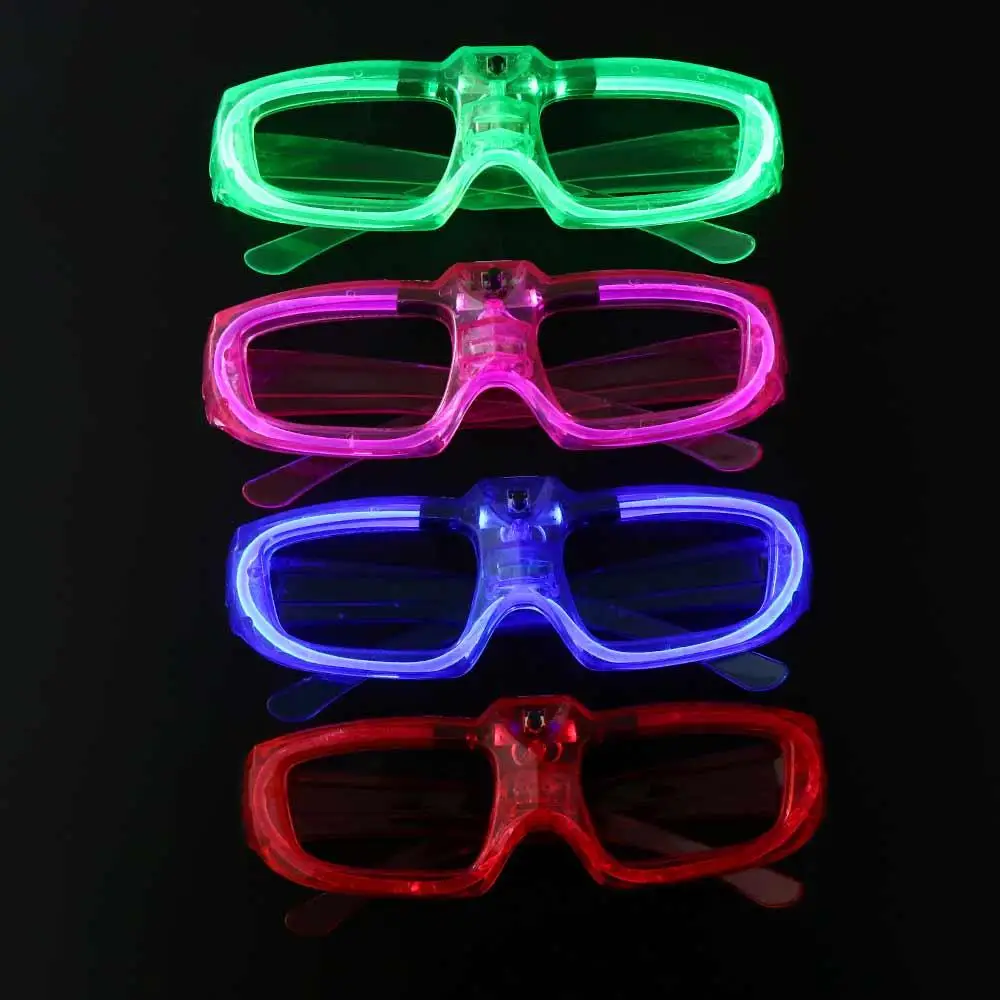 Suministros para fiestas, gafas LED que brillan en la oscuridad para adultos, gafas intermitentes, gafas luminosas, sombras de obturador, gafas con barras luminosas