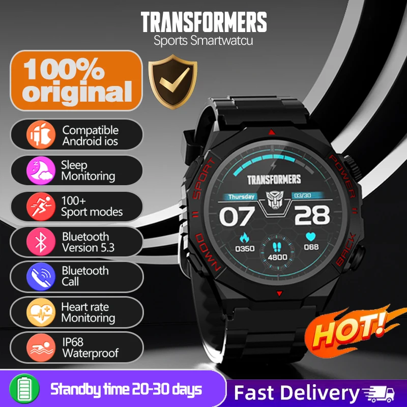 TRANSFORMERS TF-H13 Bluetooth Call Smartwatch Sport Fitness Tracker Heart Rate Health Monitor Waterproof Smart Watch Men Gift