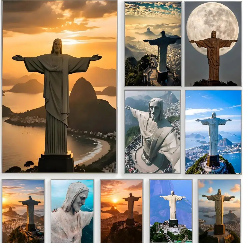 scenic landmark b-brazil christ redeemer Poster Classic Wall Art  Home Decor  Peel and Stick Unframed
