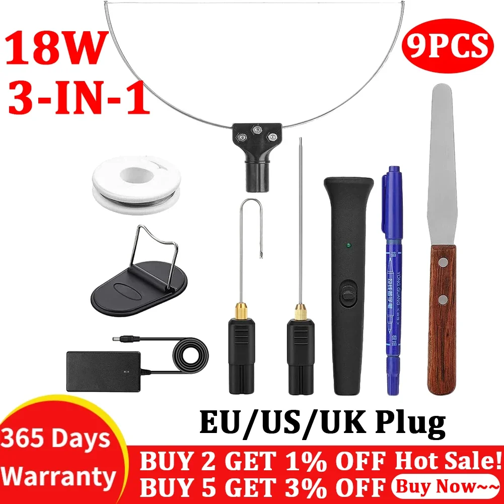 

18W 3 in 1 Electric Styrofoam Cutter 9pcs/set Cutting Machine Styro Foam Cutting Pen Portable Foam Cutting Knife Heating Wire