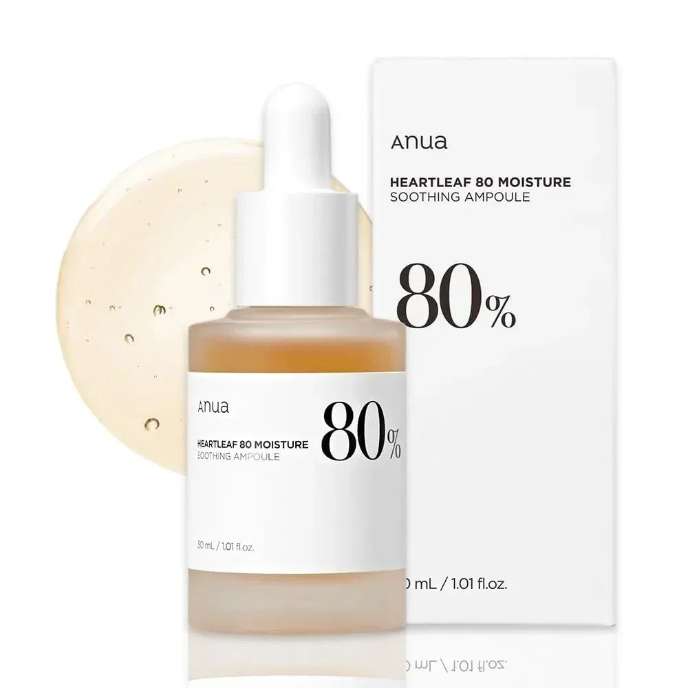 Anua Coréen HeartlePG 80% Humidité Ampoule apaisante, Produits de soins de la peau, Purifiant, Réconfortant, Sérum pour le visage, Crème blanchissante, Essence