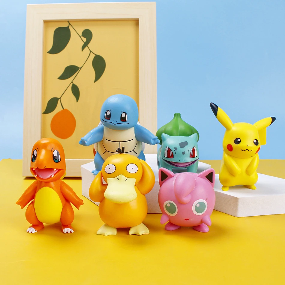 6 pz/set Pokemon Anime Figure Toys Pikachu PVC Cake Car Decoration Ornaments Action Figure per bambini compleanno regali di natale