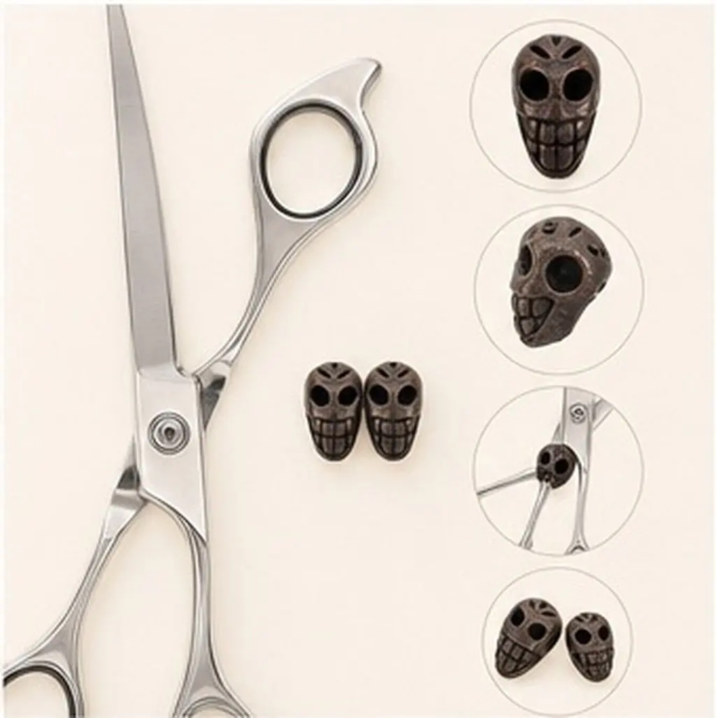 2Pcs Mini Scissor Muffler Skull Design Hair Scissors Accessories Quiet Cutting Muffler for Salon Barber Pet Groomer Hair Shears