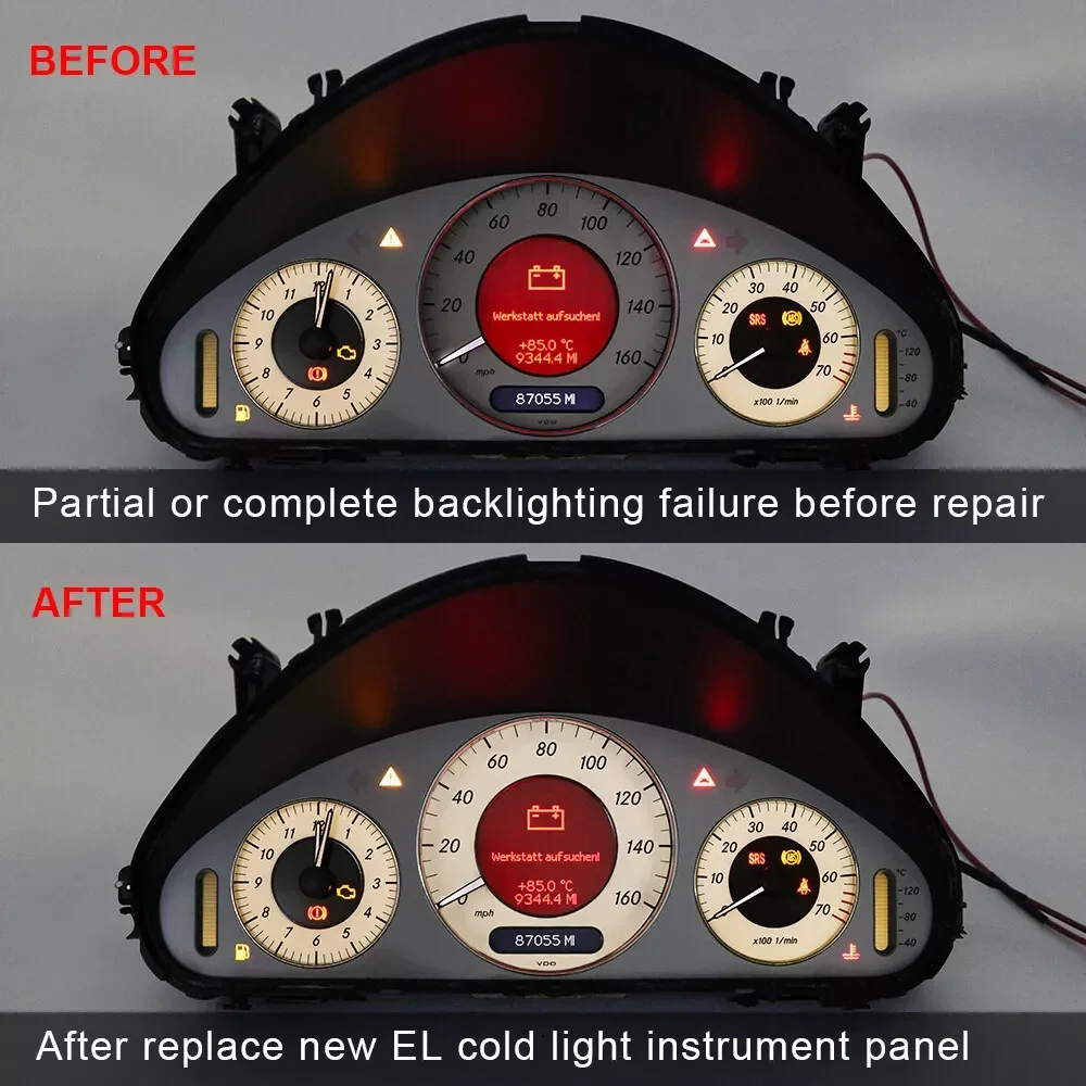 Gauge Face Panel With EL COLD Light Layer for Mercedes W211 W209 C219 Instrument Cluster Counter Dials 160MPH