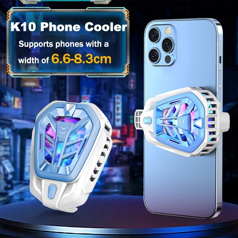 

K10 Mobile Phone Semiconductor Cooler Cooling Fan Radiator Type-C Back Clip Game Cooler for IPhone Android Gaming Accessories