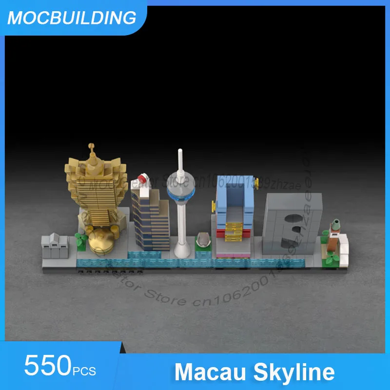 MOC Building Blocks Macao Skyline Architettura Modello di visualizzazione Collezione di città Fai da te assemblare mattoni Giocattoli di Natale creativi Regali 550 pezzi