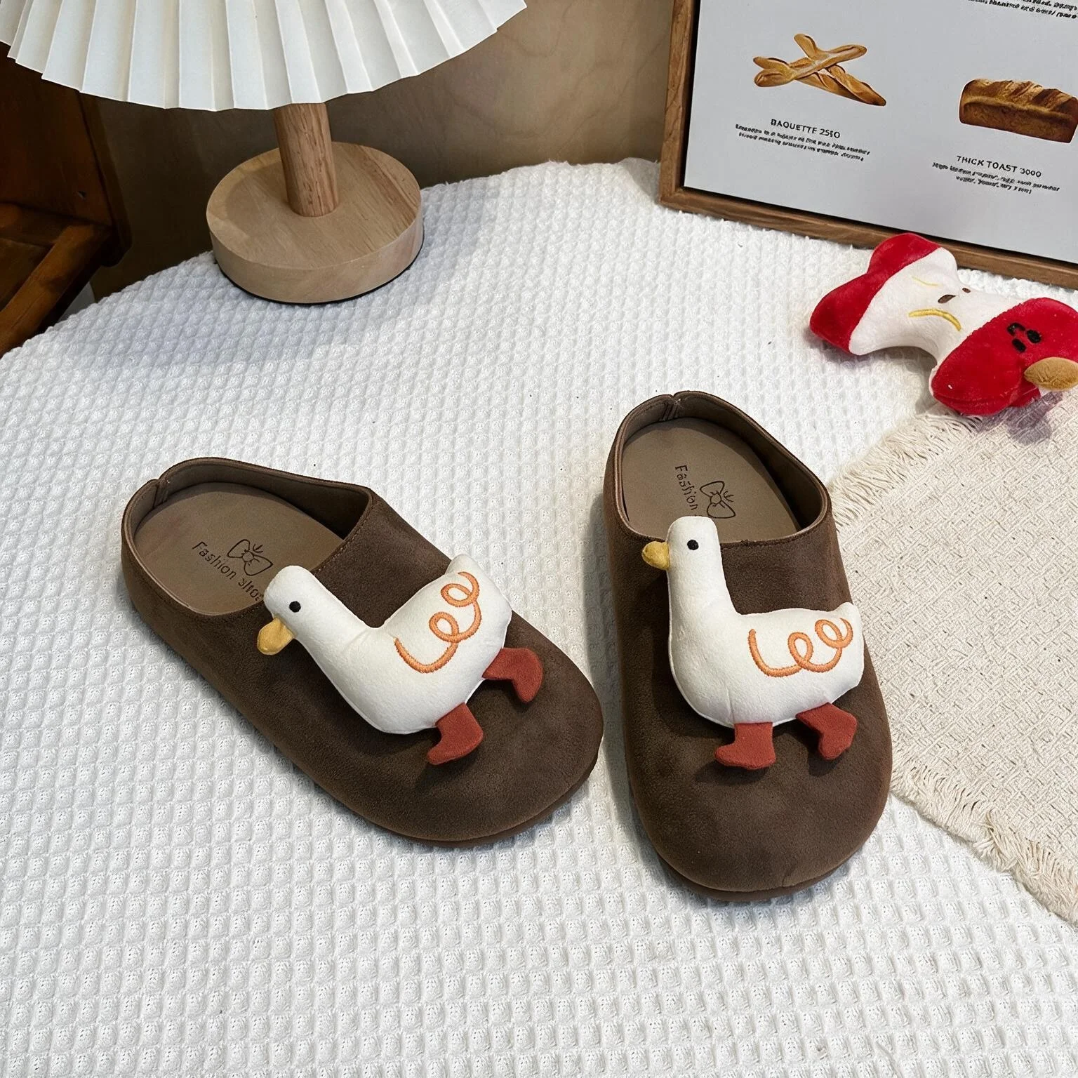 Faux Suede Flat Birken Slippers Children Autumn Vintage Close Toe Mules Shoes Boys Girl Soft Sole Slides Indoor Outdoor Slippers