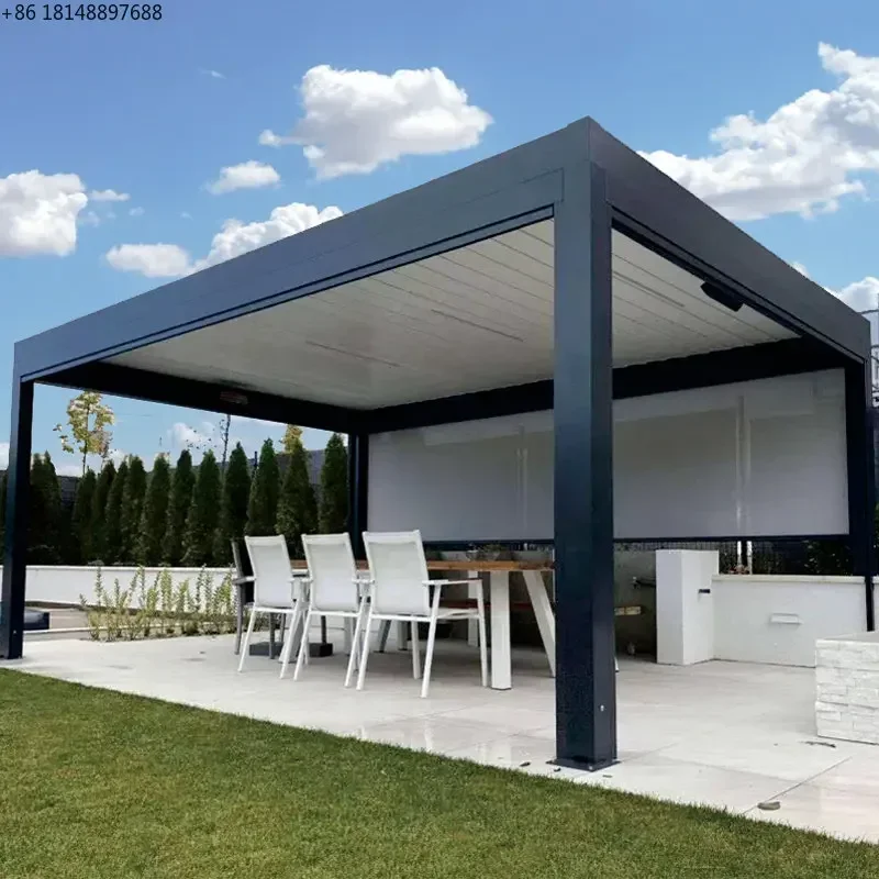 

Custom-made pavilion outdoor courtyard aluminum alloy electric glass villa sun room outdoor garden modern Chinese pavilion
