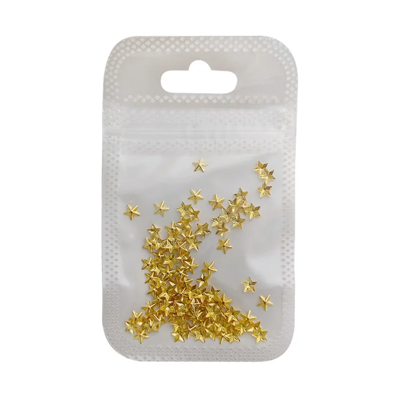 1bag 3mm/4mm/5mm Gold/Silver Five-pointed Star Hot Fix Nail Art Mini Rivet Punk Rock Style For DIY Nail Art Decoration