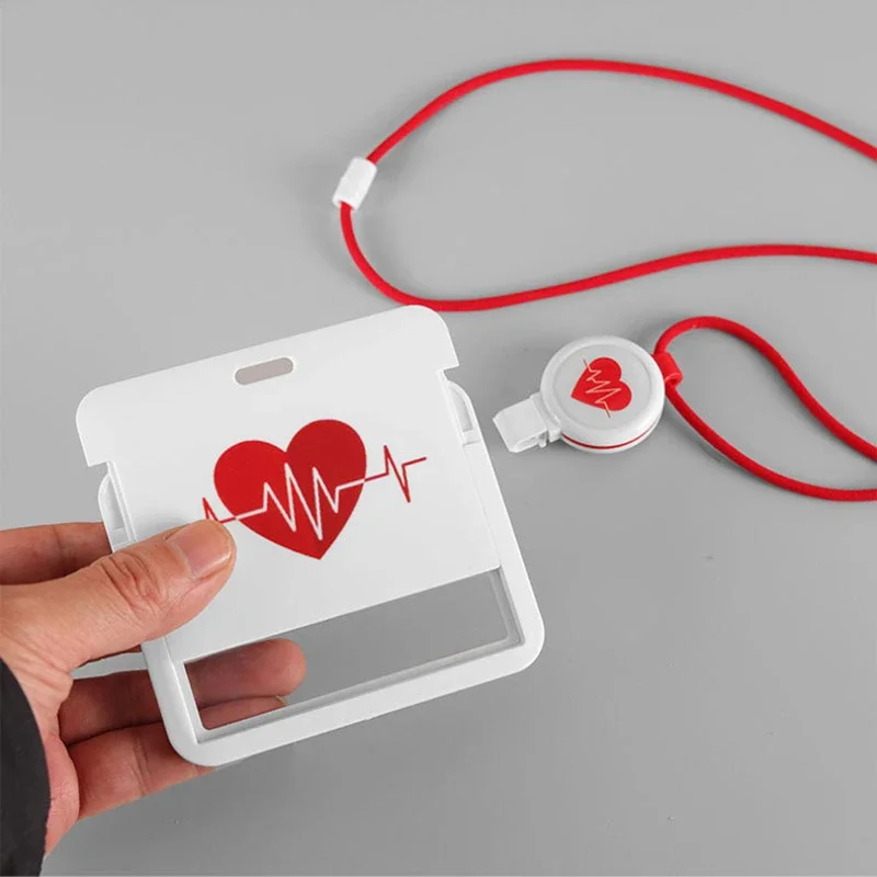 Retractable Pull Badge Reel Neck Strap Lanyard Holder For Hospital Work ID Access Control Card