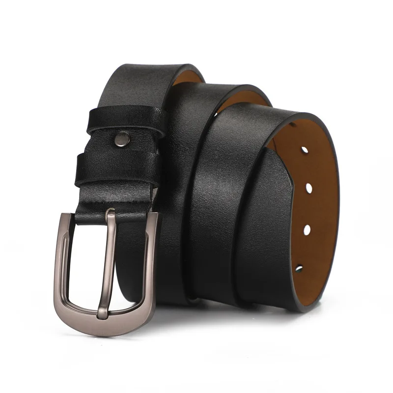 Matte rose gold needle buckle belt, men's pure cowhide retro denim belt, extended oversized belt