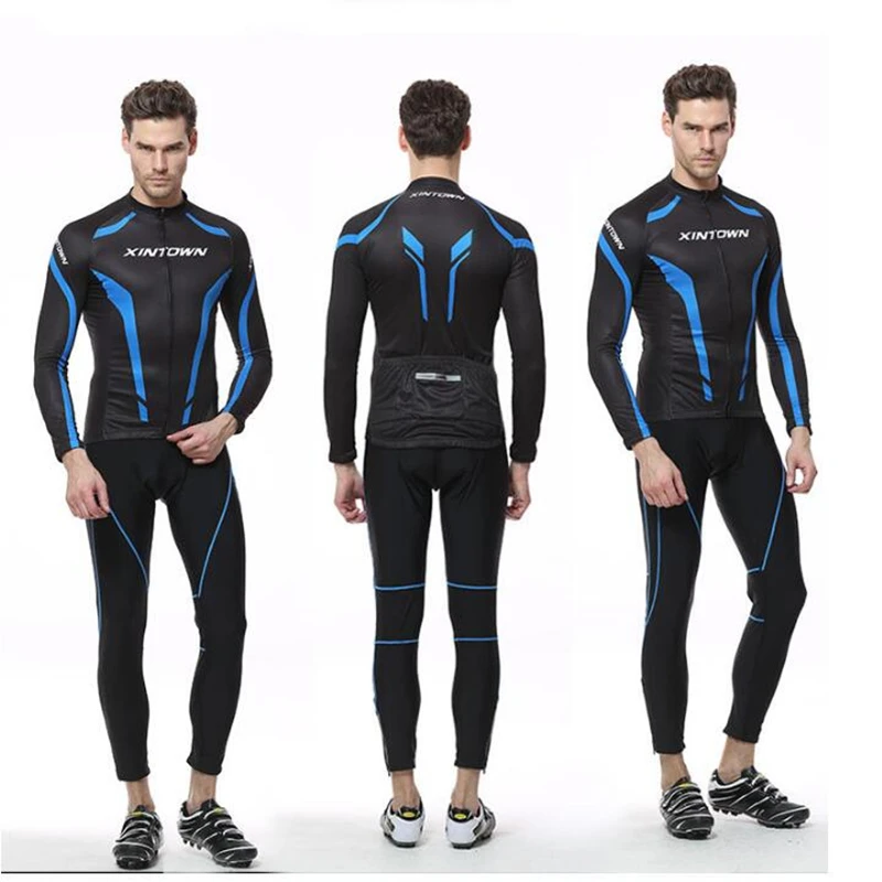 Q415  Bicycle Suit Set New Spring And Fall Men Cycling Clothes Long Sleeve Outdoor Moisture Absorption And Sweat Removal