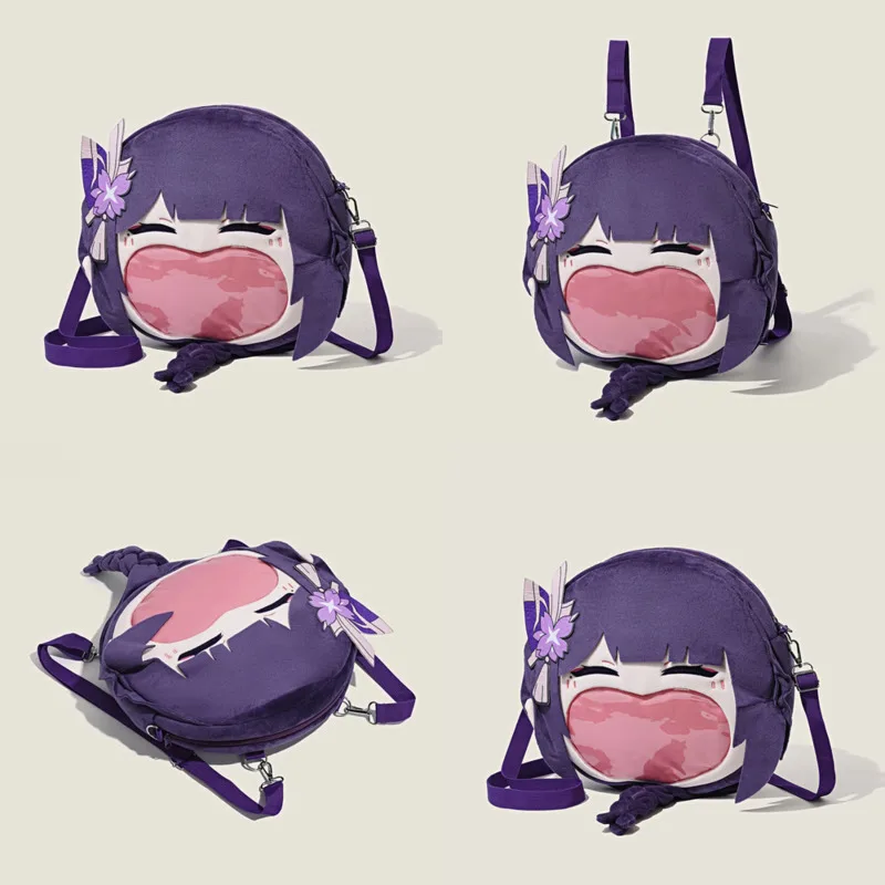 

Genshin Impact Thunderobot Backpacks Big Mouth Bag Cosplay Animation Games Thunderobot General Pain Bag Plush Crossbody Bag Gift