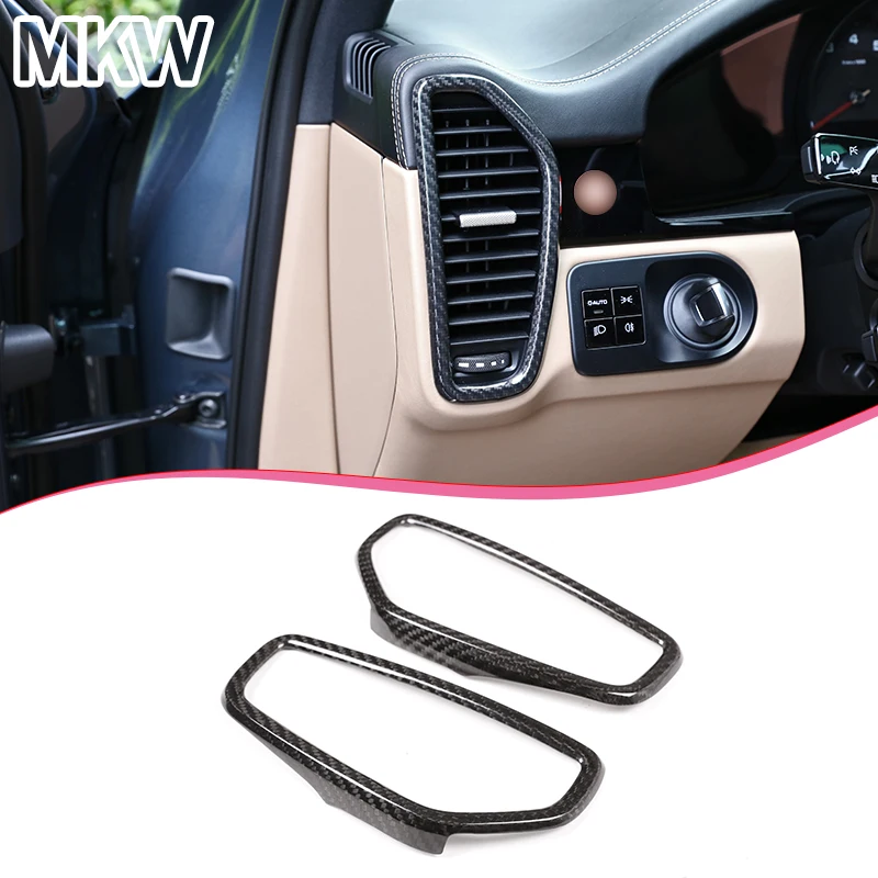 

For Porsche Cayenne 2018-2023 Real Carbon Fiber Car Dashboard Side Air Conditioning Outlet AC Vent Cover Trim Car Accessories