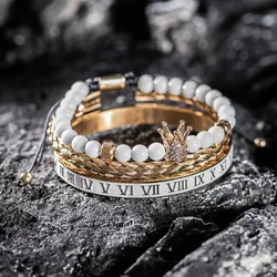 Men White Enamel Roman Number Bangles Europe Customized Jewelry