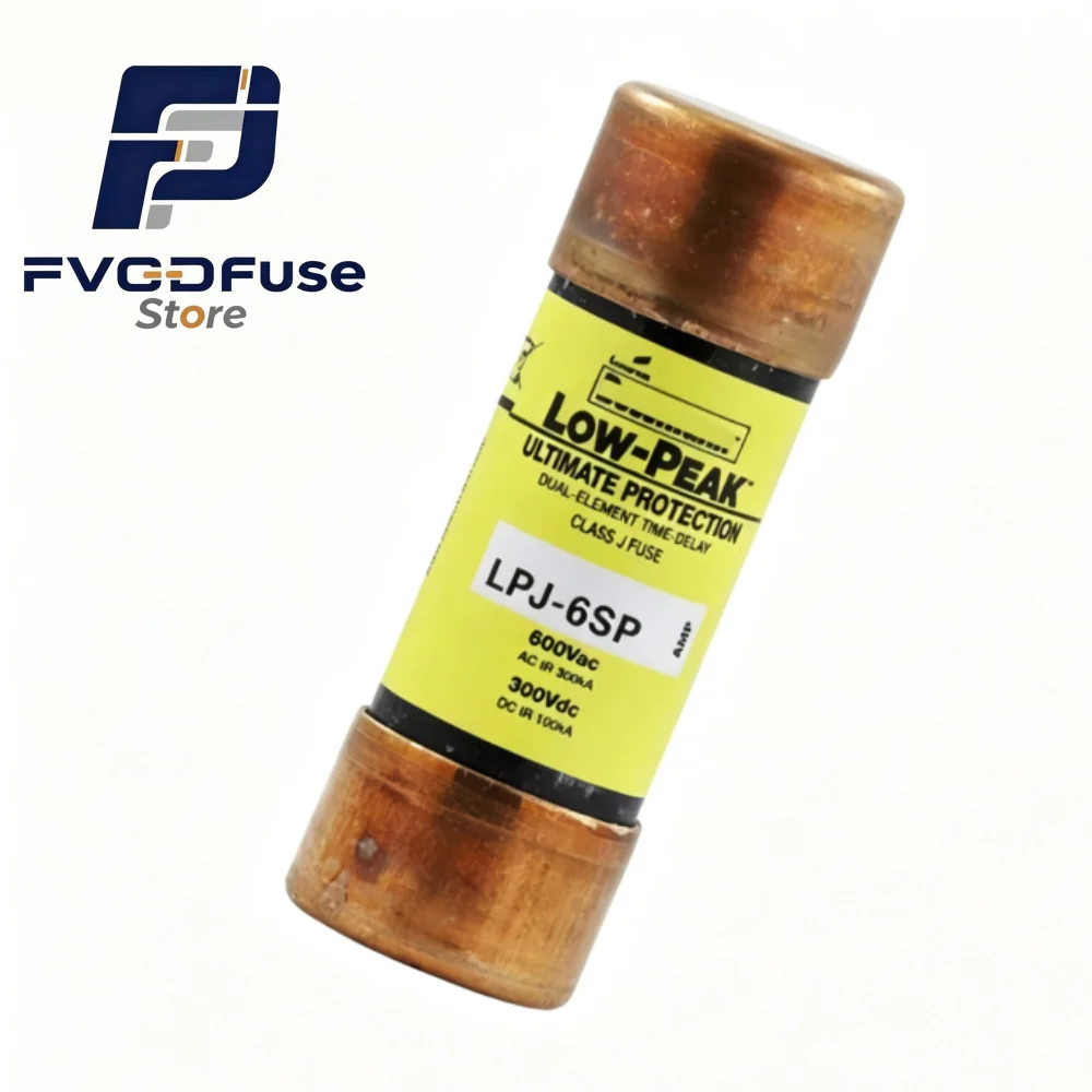 10Pcs LPJ-6SP 6A 600VAC 300VDC Class J Time Delay Fuse, Dual-Element Current Limiting Low-Peak Industrial Circuit Protection