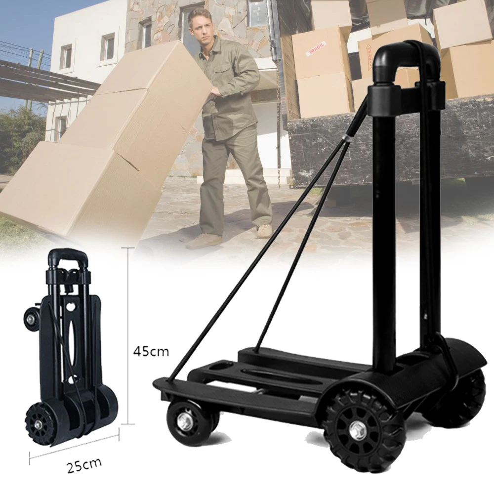 Hand Cart Heavy Duty Foldable Hand Sack Wheel Trolley 40kg Folding Barrow Cart 웨건 Travel Luggage Shopping Cart Portable Home 트롤리