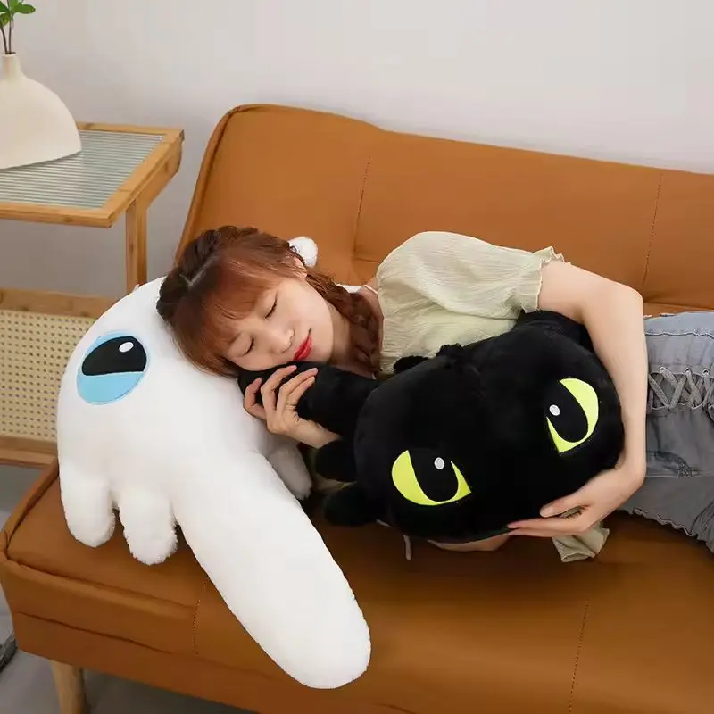 Almohada de cuerpo de dragón sin dientes, cojín de felpa de dragón de dibujos animados, almohada decorativa suave para el cuerpo, decoración de cojín trasero relleno de Anime