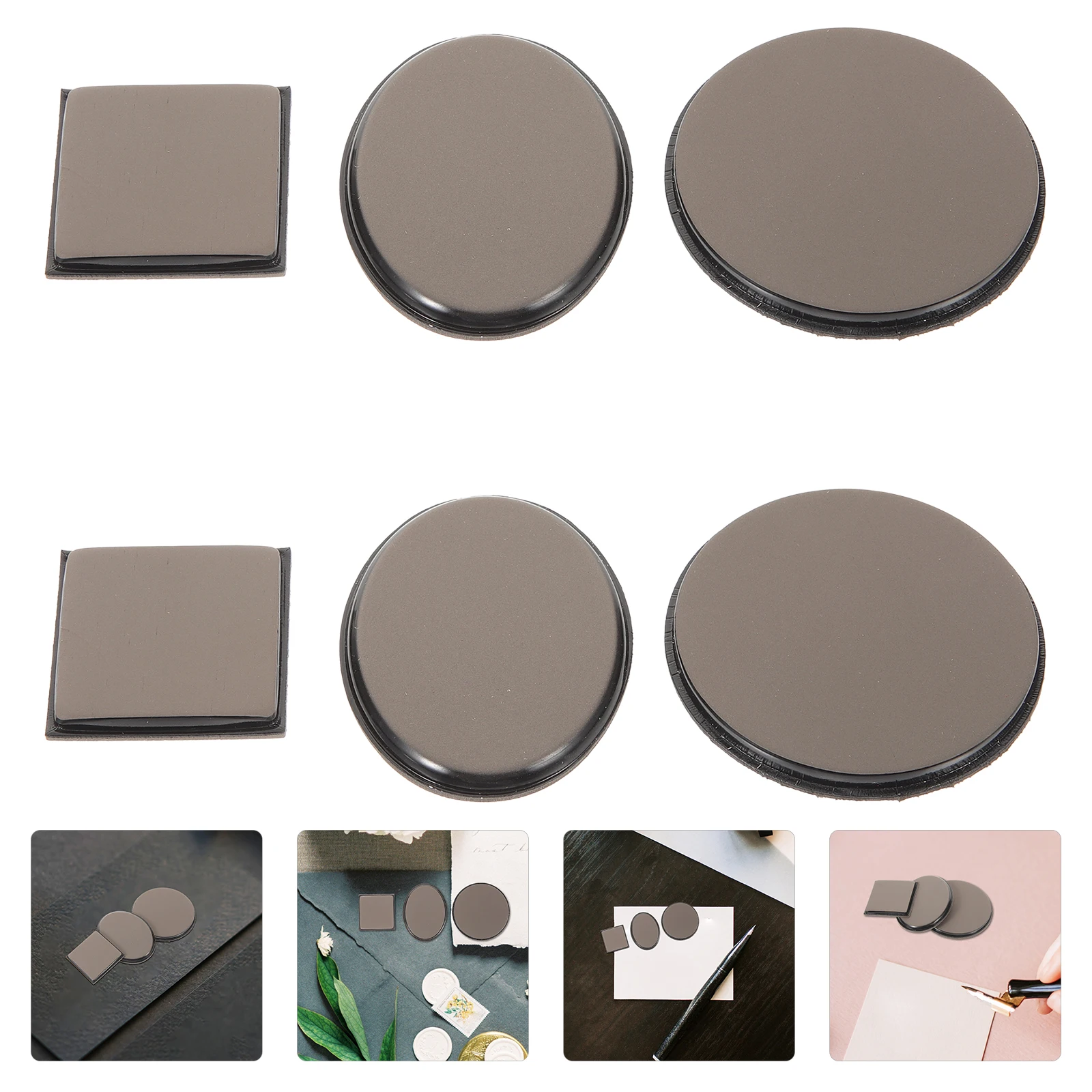 

6pcs Photosensitive Stamp Pad 4mm Thick Edgeless Round Oval Square DIY Stamping Material Cuttable Mat Household Storage
