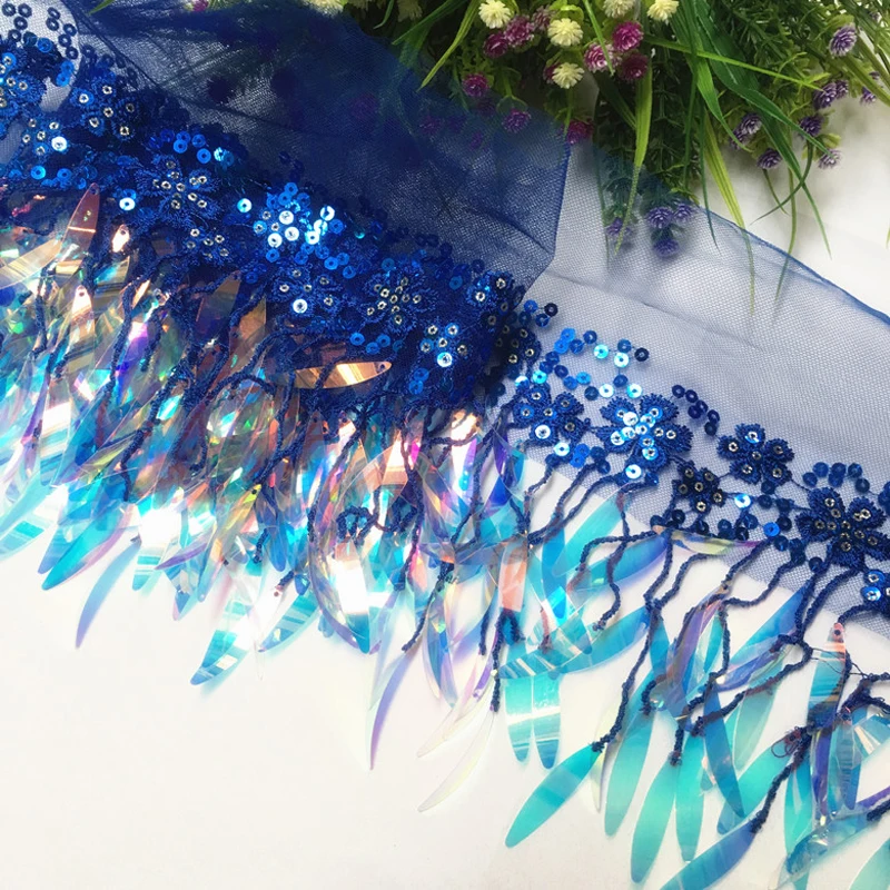 1 yarda de lentejuelas, borlas, tela, cinta con flecos, ropa, vestido de boda, bolsa, cortina, suministros de costura DIY, accesorios de 15CM de ancho