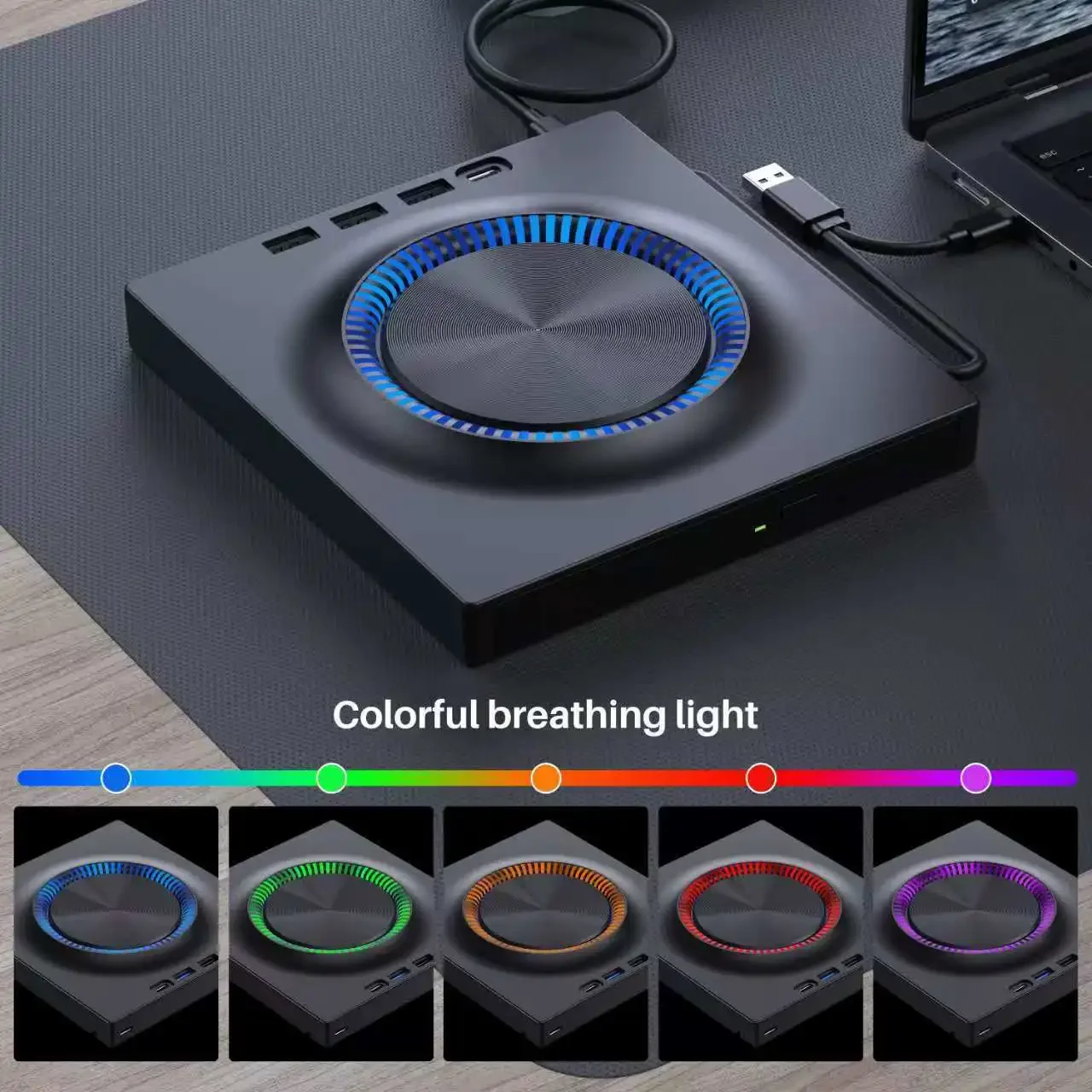 Pemutar Pembaca Drive Perekam DVD Eksternal Portabel 6in1, Kompatibel dengan Desktop dan Laptop, Ideal untuk Cadangan Data, Pemutaran Film