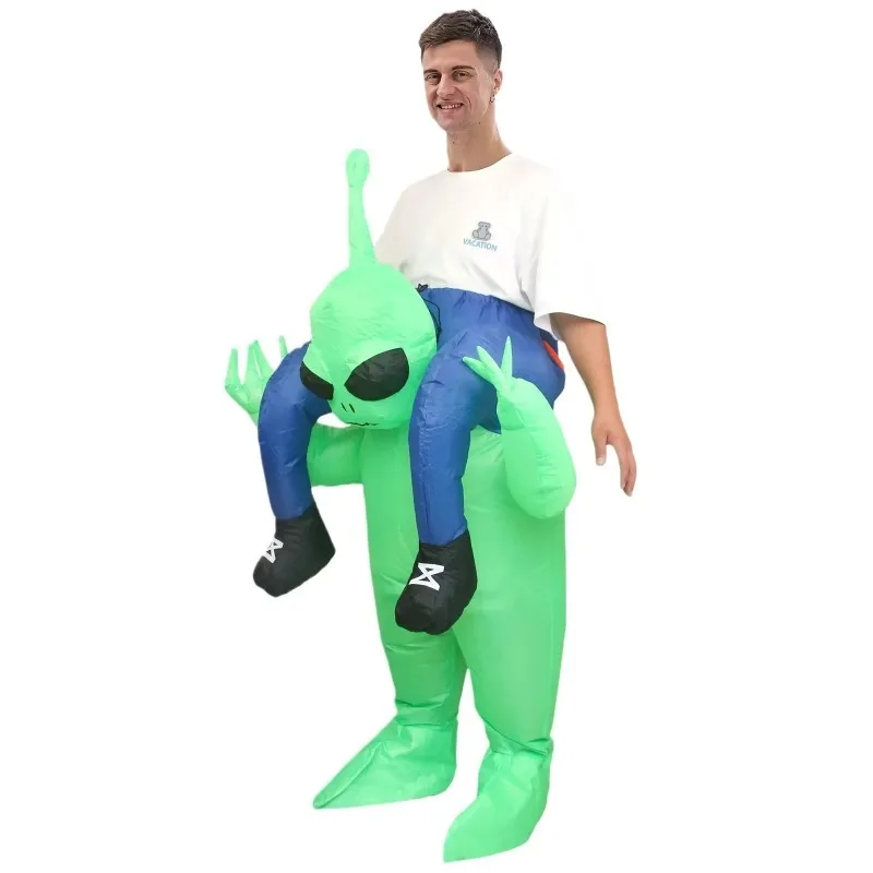 FallenVex Store Unisex Inflatable Riding Alien Costume Funny Parent-child Role Play Outfit Halloween Carnival Party Dress Up