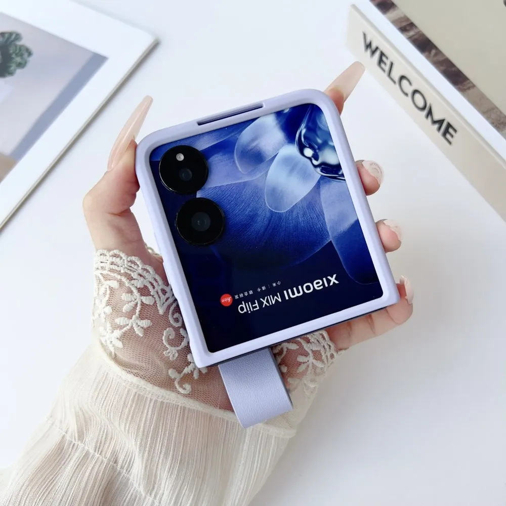 For Xiaomi MIX Flip MIXFlip Case With Strap Faux leather Skin-Friendly Shockproof Protection Folding Hard Back Cover Accessories