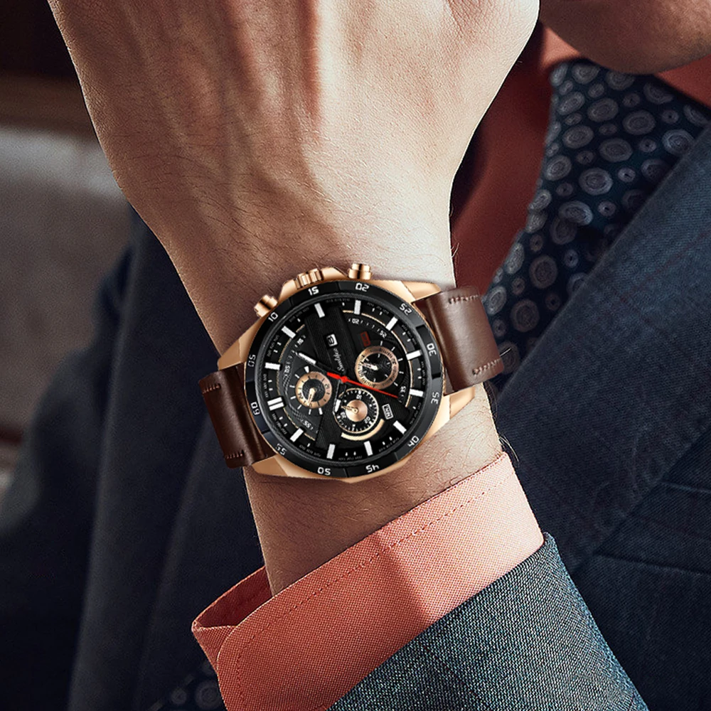 Sunlifex Men's Watch Quartz Leather Strap Sports Fashion Calendar Watch