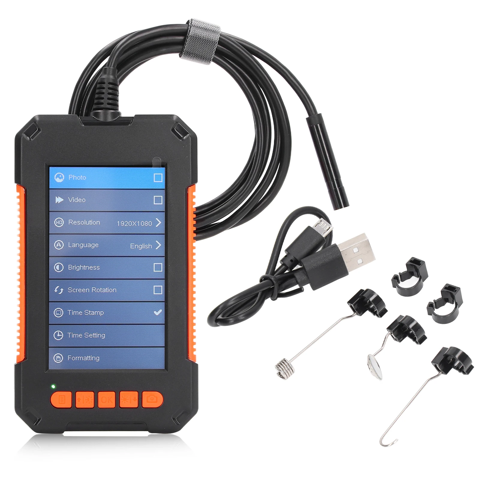 Industrial Endoscope 1080P Digital Borescope Inspection Sewer Camera 4.3in  Screen 8mm Lens Industrial Endoscope Sewer Camera