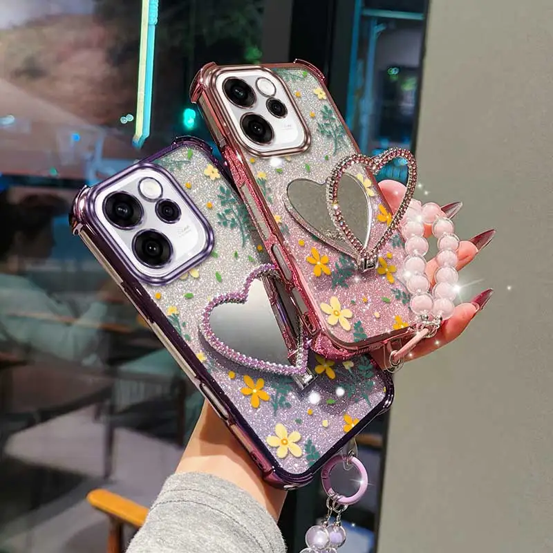 3pcs(Attractive little yellow flower phone Case+Lanyard+Stand) For OPPO Reno15F/Reno15 Pro Max/Reno15C Phone Case