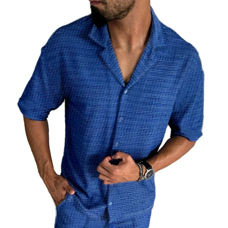 

Custom Suit Shirt Summer New Short-sleeved Shirt Solid Color Casual Slim Men's Tops