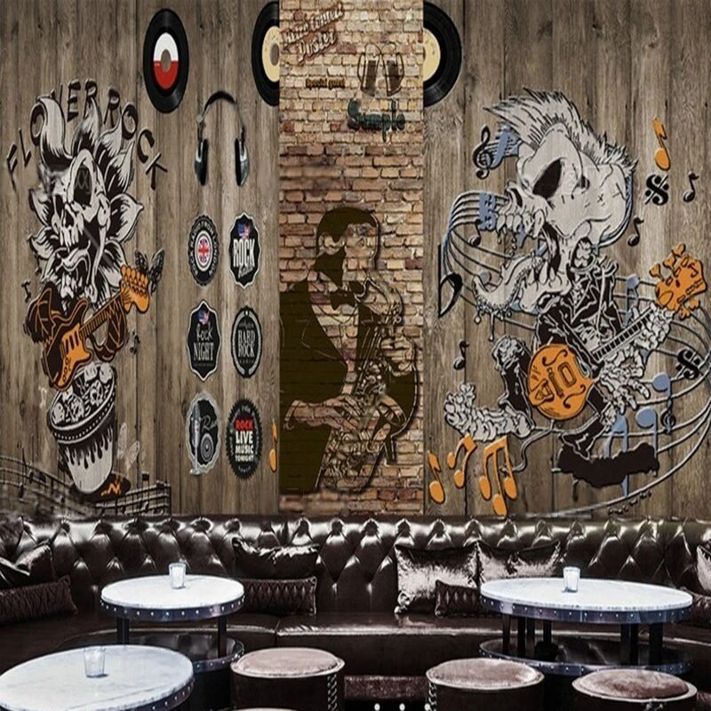 

MU9150 Modern Retro nostalgic rock skull dining bar workwear TV bedroom background wall