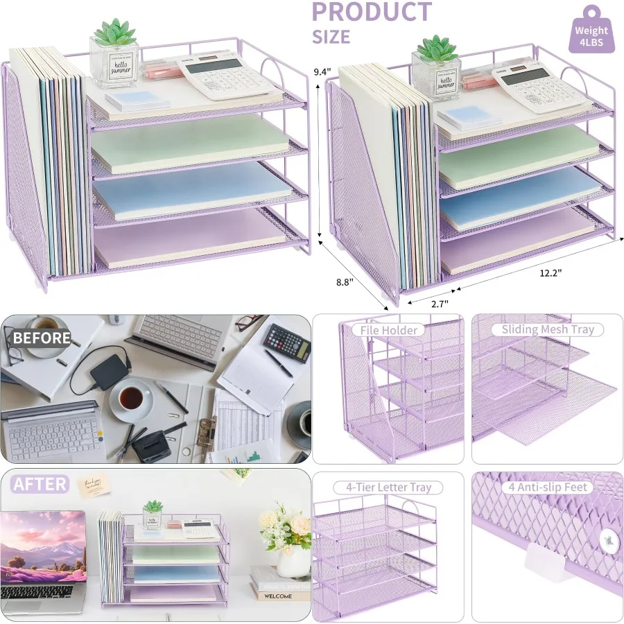 4-уровневый органайзер для бумаги с держателем для журналов для офисных настольных аксессуаров и органайзеров для рабочих мест Настольный органайзер для файлов со ст.