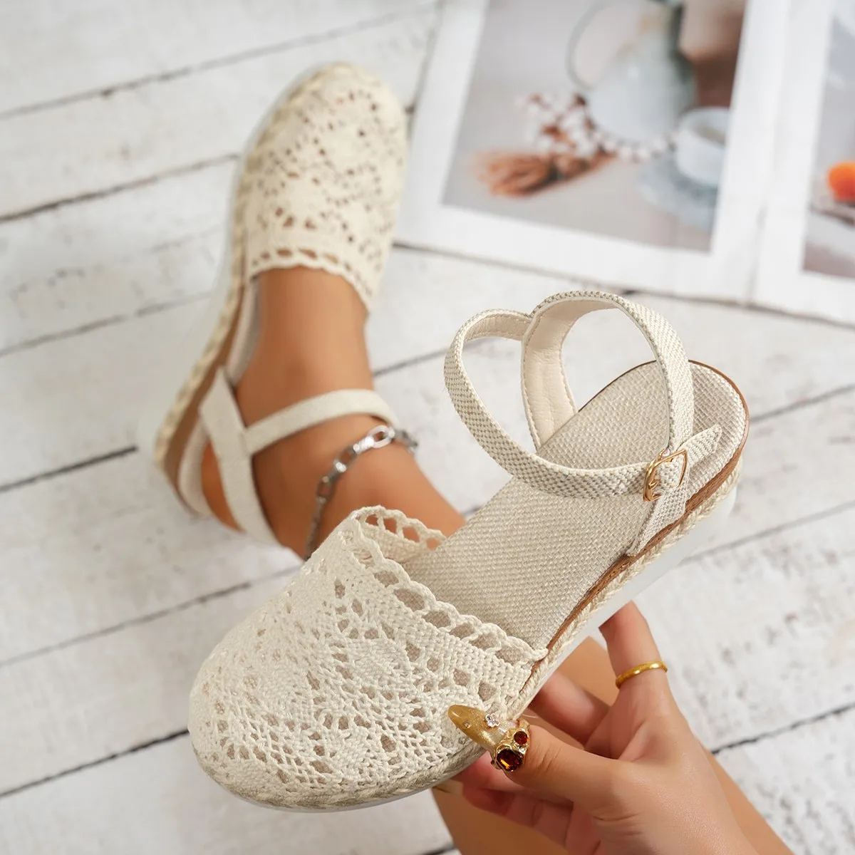 

Summer Women Comfortable Fashion Sandals 2025 New Shoes for Women Platform Mesh Breathable Shoes Casual Beach Wedges Sandals