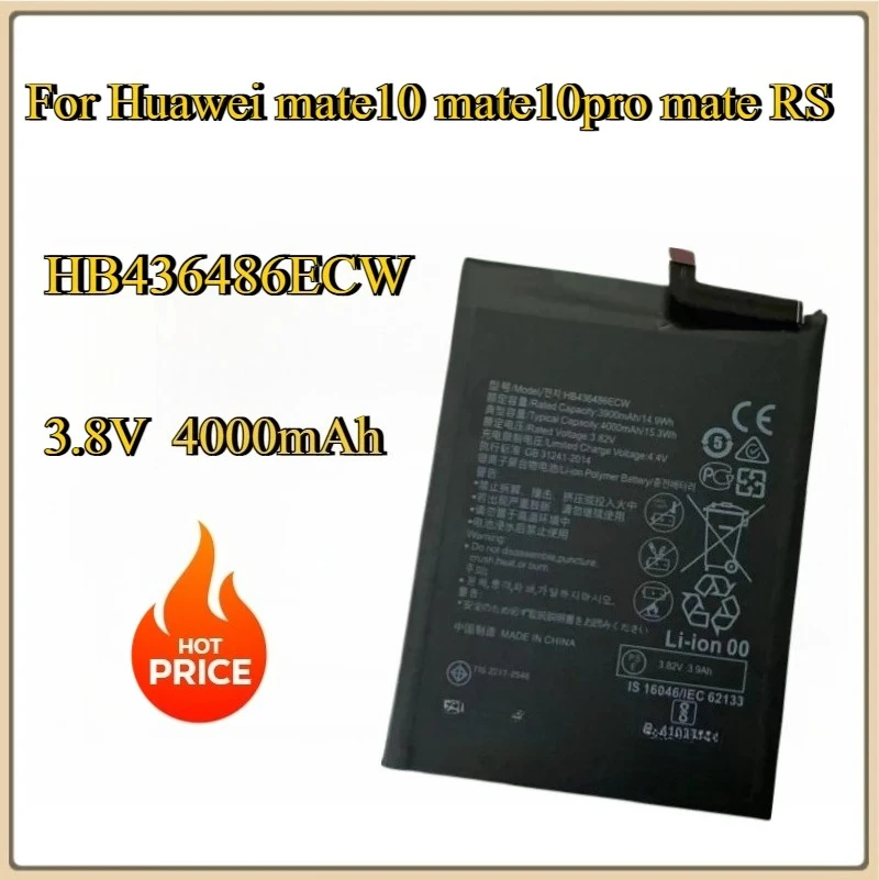 For Huawei mate10 mate10pro mate RS HB436486ECW 3.82V 3900mAh Mobile Phone Battery