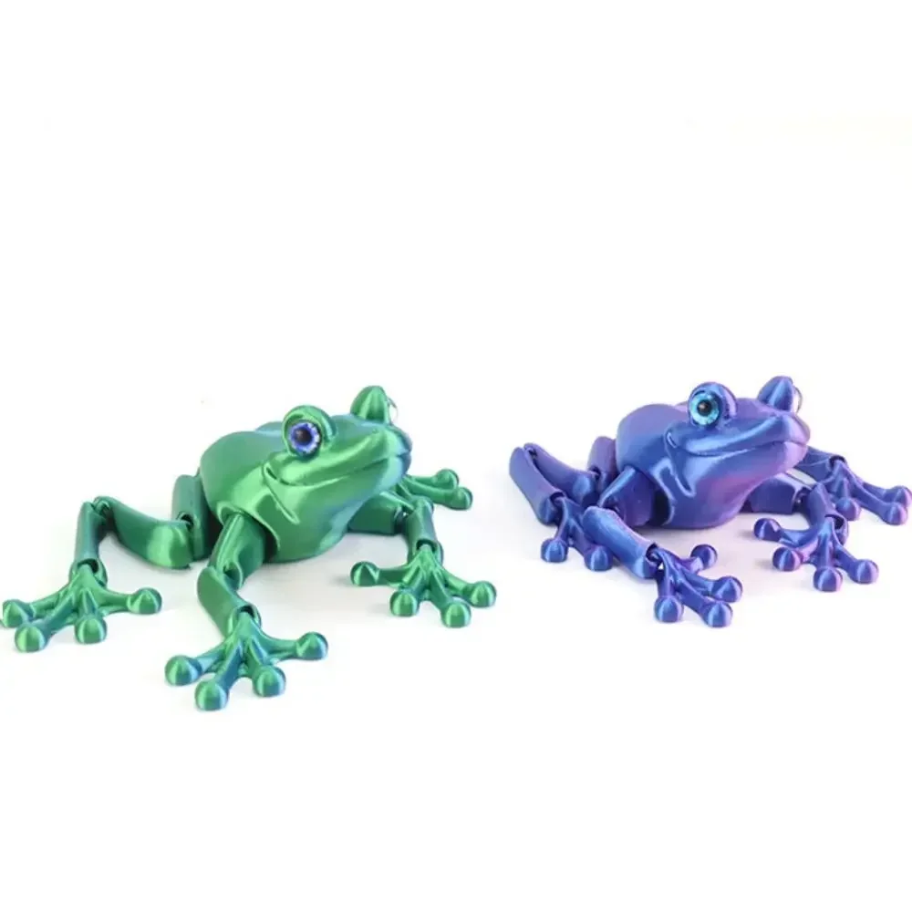 Modèle de jouets imprimé en 3D grenouille, décoration de salle mobile multi-articulée, accessoires de bricolage, multi-articulation mobile avec yeux scintillants