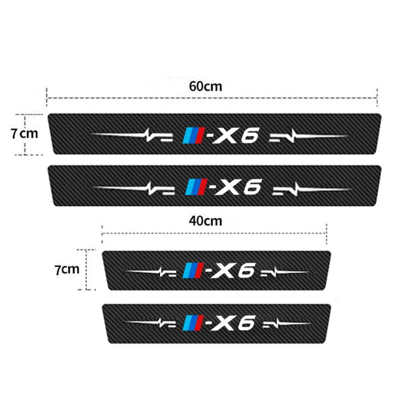 Carbon Fiber Car Door Threshold Strip Waterproof Film For BMW X6 Badge E71 F16 G06 Door Sill Anti Kick Sticker Scuff Scratch