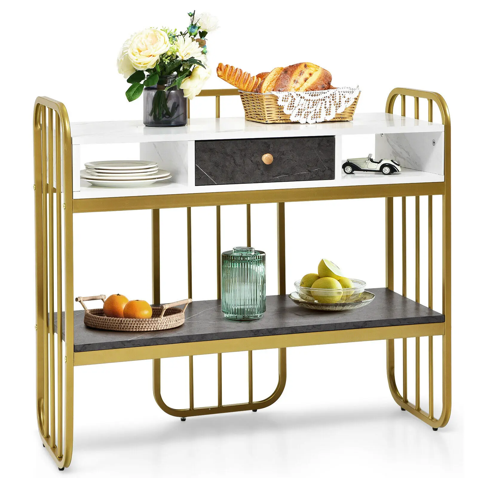 Console Table with Drawer Storage Shelf Wide Tabletop Modern for Entryway