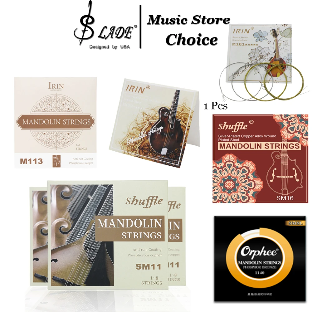 8-string Mandolin Strings Premium Phosphor Bronze Long-Lasting Coated Anti-Rust Coated Rich Tone for Folk Mandolin & Bluegrass