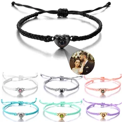 Pulseras de proyección DE AMOR personalizadas para mujer, brazaletes de proyección DE AMOR personalizados, pulseras de proyección tejidas coloridas, venta al por mayor