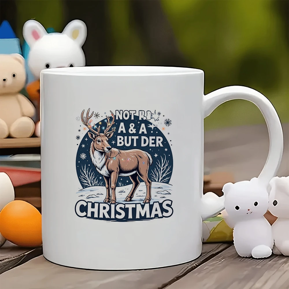 

11oz cartoon deer horn mug + Christmas reindeer themed cup - Christmas gift for kids family office coffee mug