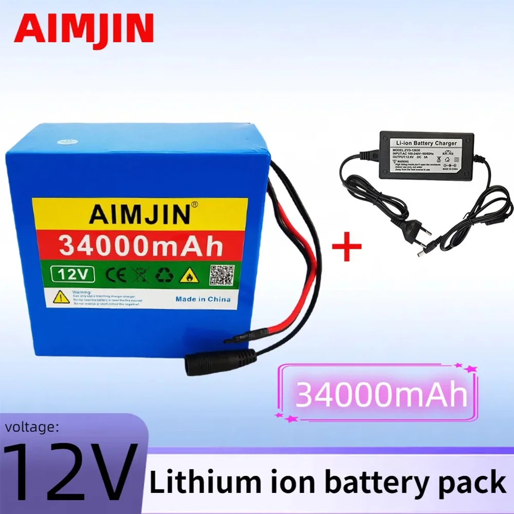 

New Portable 3S12P 12V 34Ah 34000mAh Rechargeable Li-Ion Battery, For LED Lamp Light Backup Power etc