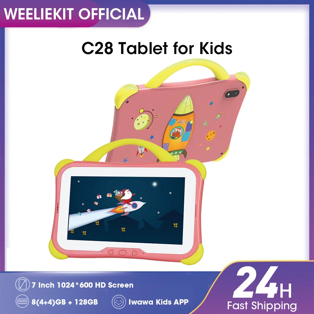 weelikeit Kids Tablet, 7 inch Tablet voor Kinderen 8GB RAM 64GB ROM Android 14 Peuter Tablet met Bluetooth, WiFi, Dubbele Camera, Kindertablet met Ouderlijk Toezicht, Educatieve App voor Meisjes Jongens (Blauw)