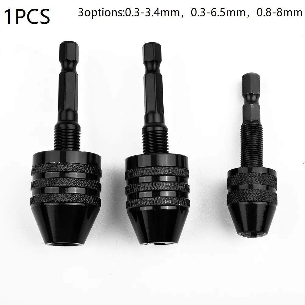 1pcs 1/4\" Keyless Chuck-Conversion Hex Shank Adapter Drill Bit Quick Change Driver  Black 1/4\" Hex Shank Tool Parts