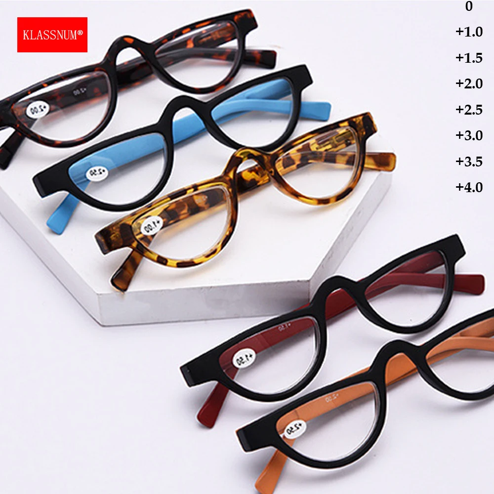 KLASSNUM Vintage Small Frame Presbyopic Glasses for Men Women Lightweight Clear Lens Anti Blue Light Glasses Plus+1.0+1.5+2.0+3