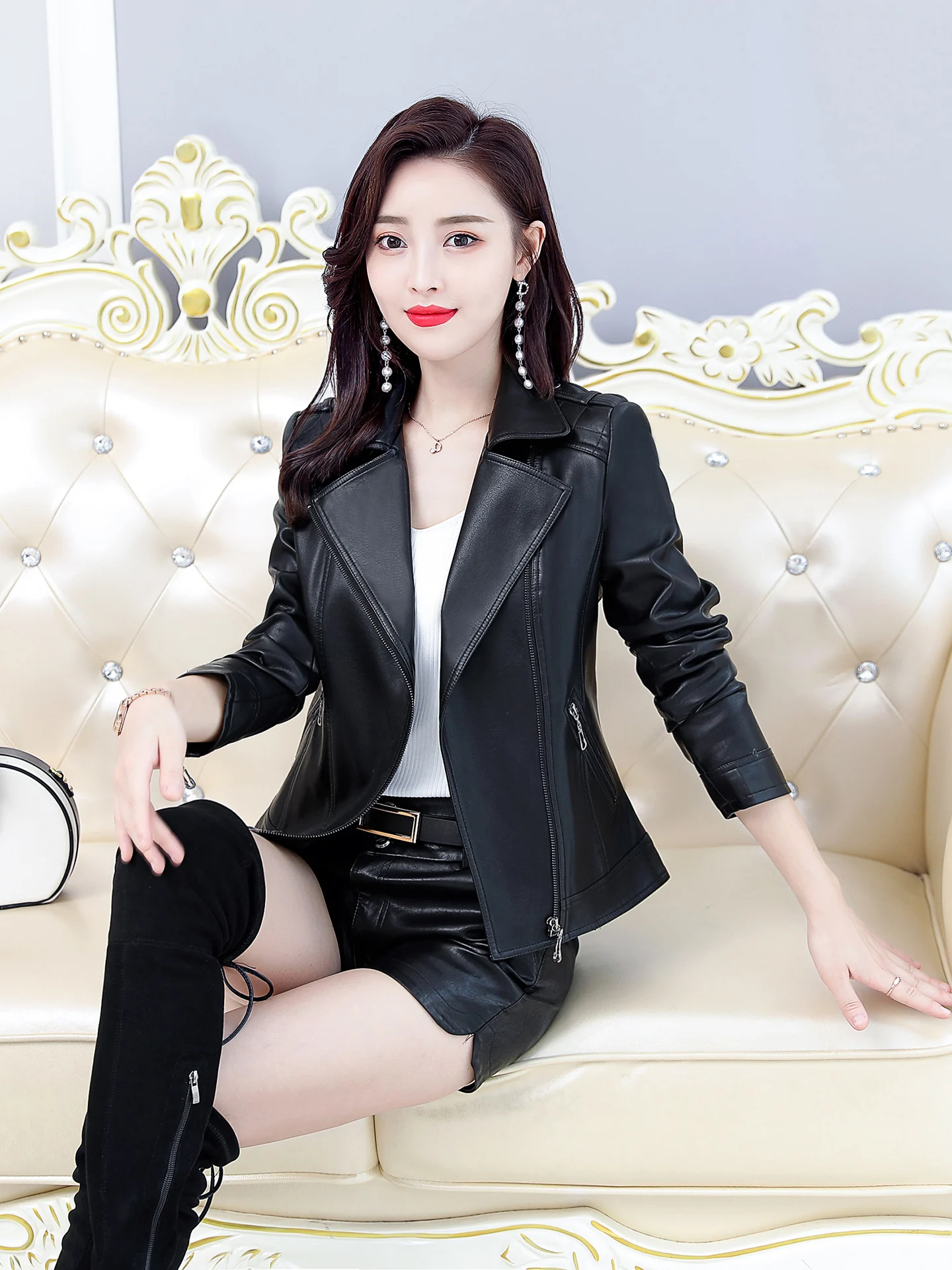 

Женская приталенная куртка из натуральной овчины Ning ort, премиум-класса, новая коллекция 2025, модное пальто