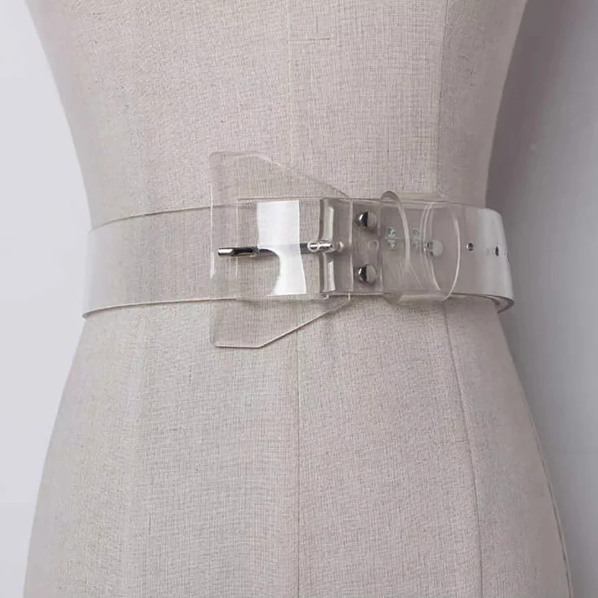 

PVC Material Transparent Long Wide Belt Personality Women New Fashion Tide All-match Spring Autumn 2024 AJ07200