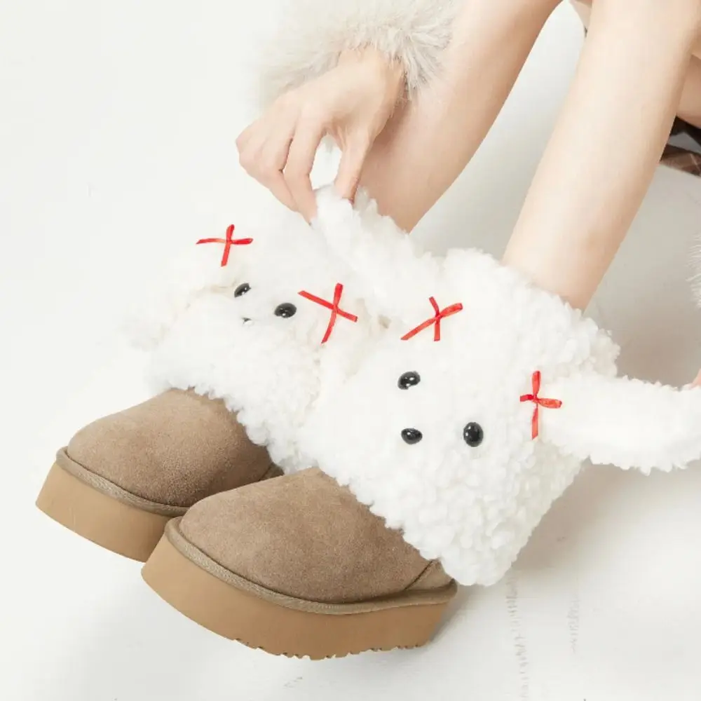 

Fashion Y2K Cartoon Dog Leg Warmers Spicy Girls JK Bow Foot Cover Wind Protection Lolita Boots Cover Women