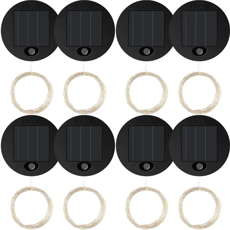 A84E-8Pcs Solar Light Replacement Top LED Solar Panel Lantern Lid For Outdoor Hanging Lanterns IP65 Waterproof